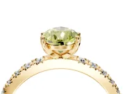 Solitaire Engagement Ring Setting for Fancy Yellow Pear-Shaped Center with Fine Pave Band and Claw Prong Head in Yellow Gold