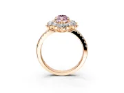 Floral Halo Engagement Ring Setting for Fancy Pink Marquise Center with Pave Accents and Prong Head in Rose Gold