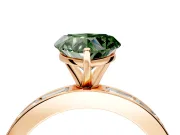 Solitaire Engagement Ring Setting for Fancy Green Heart-Shaped Center with Channel Baguette Band and Prong Head in Rose Gold