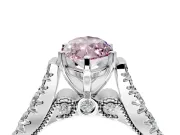 Solitaire Engagement Ring Setting for Fancy Pink Marquise Center with Pave Cathedral Shoulders and Prong Head in Platinum