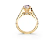 Solitaire Engagement Ring Setting for Fancy Pink Marquise Center with Pave Cathedral Shoulders and Prong Head in Yellow Gold