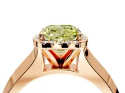 Halo Engagement Ring Setting for Fancy Yellow Cushion Cut Center with Knife Ridge Cathedral Band and Prong Head in Rose Gold