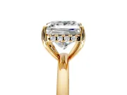 Solitaire Engagement Ring Setting for Princess Cut Center with Fine Wire Band and Prong Head in Yellow Gold