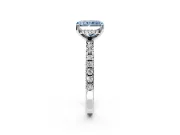 Solitaire Engagement Ring Setting for Fancy Blue Radiant Cut Center with Band of Accents and Prong Head in Platinum