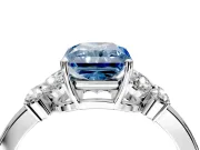 Solitaire Engagement Ring Setting for Fancy Blue Radiant Cut Center with Marquise Flower Shoulders and Prong Head in Sterling Silver