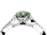 Solitaire Engagement Ring Setting for Fancy Green Pear-Shaped Center with Twisted Pave Split Shank and Prong Head in Sterling Silver