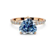 Solitaire Engagement Ring Setting for Fancy Blue Heart-Shaped Center with Pave Accents and Prong Head in Rose Gold