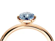 Low-Set Solitaire Engagement Ring Setting for Fancy Blue Pear-Shaped Center with Thin Plain Band and Prong Head in Rose Gold