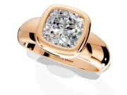 Solitaire Engagement Ring Setting for Cushion Cut Center with Wide Band and Bezel Head in Rose Gold