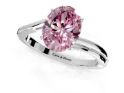 Solitaire Engagement Ring Setting for Fancy Pink Oval Center with Plain Bypass Twist Band and Prong Head in Platinum