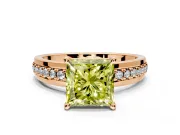 Solitaire Engagement Ring Setting for Fancy Yellow Princess Cut Center with Raised Channel Band and Prong Head in Rose Gold