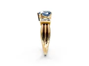Solitaire Engagement Ring Setting for Fancy Blue Heart-Shaped Center with Grooved Bar Accent Band and Prong Head in Yellow Gold