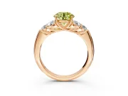 Cluster Engagement Ring Setting for Fancy Yellow Round Cut Center with Round Cut Accent Frame and Prong Head in Rose Gold