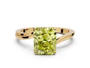 Solitaire Engagement Ring Setting for Fancy Yellow Radiant Cut Center with Plain Bypass Twist Band and Prong Head in Yellow Gold