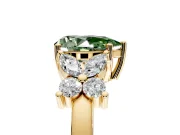 Floral Engagement Ring Setting for Fancy Green Pear-Shaped Center with Marquise Cluster Shoulders and Prong Head in Yellow Gold
