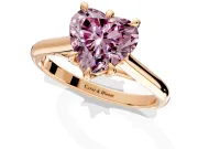 Solitaire Engagement Ring Setting for Fancy Pink Heart-Shaped Center with Cathedral Band and Prong Head in Rose Gold