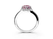 Floral Frame Engagement Ring Setting for Fancy Pink Princess Cut Center with Accent Clusters and Prong Head in Platinum