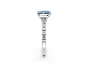 Solitaire Engagement Ring Setting for Fancy Blue Radiant Cut Center with Bezel-Dot Beaded Band and Prong Head in White Gold