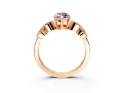 Leaf Engagement Ring Setting for Fancy Pink Marquise Center with Milgrain Accent Band and Prong Head in Rose Gold