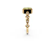 Milgrain Bezel Engagement Ring Setting for Fancy Yellow Radiant Cut Center with Marquise Stations and Bezel Head in Yellow Gold