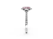 Floral Engagement Ring Setting for Fancy Pink Radiant Cut Center with Pave Band and Floral Prong Head in Sterling Silver