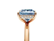Solitaire Engagement Ring Setting for Fancy Blue Princess Cut Center with Plain Band, Open Basket and Prong Head in Rose Gold