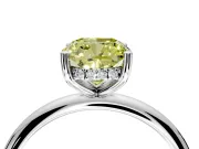 Hidden Halo Engagement Ring Setting for Fancy Yellow Cushion Cut Center with Thin Round-Wire Band and Prong Head in White Gold