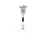 Cluster Engagement Ring Setting for Fancy Yellow Oval Center with 2-Row Shoulder Clusters and Prong Head in Sterling Silver