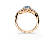 Cluster Engagement Ring Setting for Fancy Blue Marquise Center with Round Cut Accent Frame and Prong Head in Rose Gold