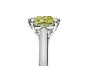Solitaire Engagement Ring Setting for Fancy Yellow Cushion Cut Center with Cathedral Band and Prong Head in Platinum