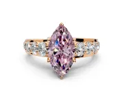 Solitaire Engagement Ring Setting for Fancy Pink Marquise Center with Graduated Shared Prongs and Prong Head in Rose Gold