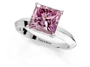 Solitaire Engagement Ring Setting for Fancy Pink Princess Cut Center with Wide Knife Ridge Band and Prong Head in Platinum