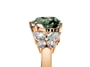 Solitaire Engagement Ring Setting for Fancy Green Heart-Shaped Center with Marquise Flower Shoulders and Prong Head in Rose Gold