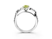 Channel-Set Engagement Ring Setting for Fancy Yellow Pear-Shaped Center with Baguette Band and Prong Head in Sterling Silver