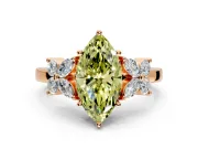 Floral Engagement Ring Setting for Fancy Yellow Marquise Center with Marquise Cluster Shoulders and Prong Head in Rose Gold