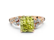Solitaire Engagement Ring Setting for Fancy Yellow Radiant Cut Center with Marquise Accent Twist Band and Prong Head in Rose Gold