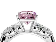 5 Stone Engagement Ring Setting for Fancy Pink Princess Cut Center with Graduated Accents and Prong Head in White Gold