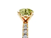 Solitaire Engagement Ring Setting for Fancy Yellow Round Cut Center with Fine Pave Band and Claw Prong Head in Yellow Gold