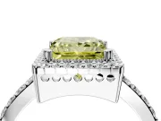 Halo Engagement Ring Setting for Fancy Yellow Princess Cut Center with Inner Milgrain Border and Prong Head in White Gold