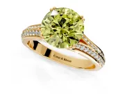 Solitaire Engagement Ring Setting for Fancy Yellow Round Cut Center with Pave Rail Split Shank and Prong Head in Yellow Gold