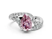 Solitaire Engagement Ring Setting for Fancy Pink Pear-Shaped Center with Pave Bypass Twist Band and Prong Head in Platinum