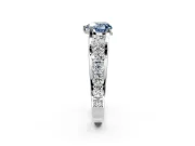 Solitaire Engagement Ring Setting for Fancy Blue Heart-Shaped Center with Graduated Shared Prongs and Prong Head in Platinum