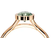 Solitaire Engagement Ring Setting for Fancy Green Pear-Shaped Center with V Split Shank and Bezel Head in Rose Gold