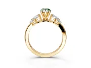 Leaf Cluster Engagement Ring Setting for Fancy Green Pear-Shaped Center with Marquise Accents and Prong Head in Yellow Gold