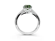 Solitaire Engagement Ring Setting for Fancy Green Round Cut Center with Reverse Tapered Band and Prong Head in Platinum