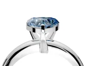 Solitaire Engagement Ring Setting for Fancy Blue Heart-Shaped Center with Wire Band and Prong Head in Sterling Silver