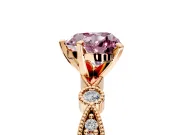 Solitaire Engagement Ring Setting for Fancy Pink Heart-Shaped Center with Milgrain Bezel Accents and Prong Head in Rose Gold