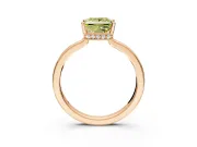 Hidden Halo Engagement Ring Setting for Fancy Yellow Princess Cut Center with Wide Flat Plain Band and Prong Head in Rose Gold