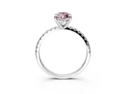 Solitaire Engagement Ring Setting for Fancy Pink Marquise Center with Fine Pave Narrow Band and Prong Head in Platinum