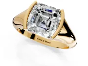 Tension Engagement Ring Setting for Asscher Cut Center with Wide Tapered Band and Tension Head in Yellow Gold